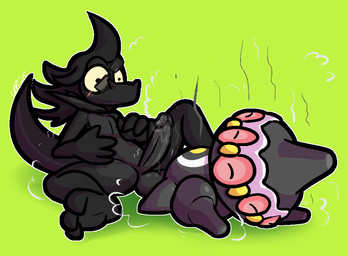 3_toes 4_fingers after_explosion ambiguous_gender anthro balls big_balls big_penis black_balls black_body black_eyes black_glans black_penis blue_body blue_hair blue_scales blush curling_toes duo erection eyewear feet fingers genitals glans glasses glasses_askew hair humanoid_genitalia humanoid_on_anthro humanoid_penis lying male male/ambiguous markings multi_eye nude on_back penis scales sitting smoke smoke_cloud soot soot_covered surprised toes white_body white_markings yellow_body yellow_markings yellow_sclera ultilix nintendo pokemon ulti_(ultilix) claydol generation_3_pokemon humanoid lizard pokemon_(species) reptile scalie 2026