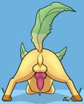 absurd_res animal_genitalia animal_penis anus ass_up backsack balls blue_background butt canine_genitalia canine_penis digital_media_(artwork) eeveelution erection everstone_guild faceless_character faceless_feral feral gau_(artist) generation_4_pokemon genitals hi_res knot leafeon male nintendo penis perineum pink_penis pokemon pokemon_(species) pokemon_mystery_dungeon presenting presenting_hindquarters presenting_penis priar_(gau) rear_view simple_background solo spike_chunsoft yellow_balls yellow_perineum