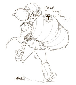 anthro backpack big_breasts biped bottomwear bouncing_breasts breasts clothed clothing dialogue ear_piercing eyewear female fully_clothed glasses huge_breasts inconvenient_breasts miniskirt piercing pleated_skirt round_glasses running school_uniform shortstack skirt solo text uniform daigo mammal mouse murid murine rodent 2014 english_text hi_res