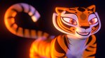 all_fours anthro black_background blurred_background female logo nude simple_background solo nixu3d dreamworks kung_fu_panda master_tigress felid mammal pantherine tiger 16:9 3d_(artwork) artist_logo digital_media_(artwork) hi_res widescreen