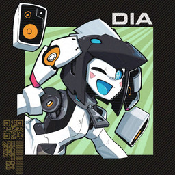 barcode blue_sclera blue_tongue blush blush_stickers border clothed clothing cyberpunk female machine metallic_body not_furry one_eye_closed open_mouth open_smile outline pseudo_hair qr_code smile solo speaker tongue wink y2k_(graphic_design) zipper blackboltlonewolf dia_(world_flipper) android humanoid robot robot_humanoid 1:1 2024 hi_res