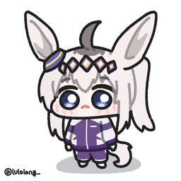 ahoge blue_eyes blush chibi clothed clothing female grey_hair hair solo tracksuit lulalang cygames uma_musume_pretty_derby oguri_cap_(pretty_derby) animal_humanoid equid equid_humanoid equine equine_humanoid horse_humanoid humanoid mammal mammal_humanoid 1:1 hi_res