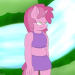 anthro anthrofied clothing female fur green_eyes hair horn multicolored_hair navel pink_body pink_fur river solo swimwear two_tone_hair water lamiaaaa friendship_is_magic hasbro my_little_pony mythology berry_pinch_(mlp) equid equine mammal mythological_creature mythological_equine unicorn 1:1 2014 digital_media_(artwork)