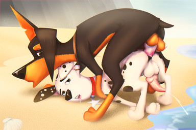 anal anal_orgasm anal_penetration animal_genitalia animal_penis anus balls beach black_body black_fur black_nose black_spots bodily_fluids brown_body brown_fur brown_paws canine_genitalia canine_penis cum cum_in_ass cum_inside cumshot doggystyle duo ejaculation erection fang_necklace feral feral_on_feral feral_penetrated feral_penetrating feral_penetrating_feral floppy_ears from_behind_position fur genital_fluids genitals hands-free heterochromatic_ears intraspecies knot knotted_penis looking_pleasured male male/male male_penetrated male_penetrating male_penetrating_male notched_ear orgasm penetration penile penile_penetration penis sea sex spots toony water white_body white_fur dattay 101_dalmatian_street 101_dalmatians disney dylan_(101_dalmatians) spike_(101_dalmatians) canid canine canis dalmatian dobermann domestic_dog mammal pinscher 3:2 hi_res
