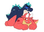 4_fingers all_fours anthro arms_bent ass_up blush bodily_fluids clenched_teeth doggystyle duo eyes_closed fingers fist from_behind_position front_view head_down head_spikes looking_at_another looking_pleasured lying male male/male markings muscular muscular_male on_bottom on_front on_top sex spiked_tail spikes spikes_(anatomy) spread_legs spreading sweat tail teeth sugar_but_nsfw mythology derek_(sugar_but_nsfw) roland_(sugar_but_nsfw) crocodile crocodilian dragon mythological_creature mythological_scalie reptile scalie colored_sketch digital_drawing_(artwork) digital_media_(artwork) hi_res sketch