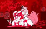 anthro blood bodily_fluids covered_in_blood dialogue female hair heart_symbol holidays knife nude pink_hair pink_tail pubes solo tail text tongue tongue_out valentine's_day_card white_body jinti valentine's_day elle_ivory felid feline mammal undead english_text