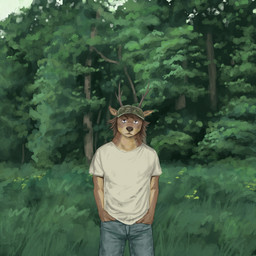 anthro antlers baseball_cap blue_bottomwear blue_clothing blue_jeans blue_pants bottomwear camo camo_clothing camo_hat camo_headgear camo_headwear camo_print clothing denim denim_bottomwear denim_clothing forest grass hand_in_pocket hat headgear headwear horn jeans male outside pants pattern_clothing pattern_hat pattern_headgear pattern_headwear plant pockets shirt solo standing t-shirt topwear tree white_clothing white_shirt white_t-shirt white_topwear avianvevo deer mammal 1:1 hi_res