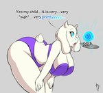 anthro bent_over big_breasts bikini breasts clothing disembodied_hand duo female grey_background huge_breasts hypnosis mind_control open_mouth simple_background spiral_eyes swimwear text two-piece_swimsuit harvestman_here undertale_(series) toriel bovid caprine goat mammal english_text hi_res sketch