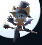 anthro broom broom_riding cleaning_tool clothing female hat headgear headwear holidays magic_user smile solo teeth wings witch witch_hat chocolatechippi halloween sega sonic_the_hedgehog_(series) rouge_the_bat bat mammal 2017 hi_res