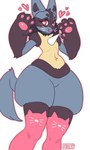 anthro blush blush_lines cat_lingerie cat_stockings clothing fluffy footwear heart_symbol lingerie looking_at_viewer male pawpads paws pink_clothing smile socks solo sparklyon3 nintendo pokemon domestic_cat felid feline felis generation_4_pokemon lucario mammal pokemon_(species) 3:5 absurd_res hi_res