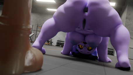 animal_dildo animal_sex_toy anthro anus big_breasts big_butt breasts butt dildo equine_dildo female freckled_arms freckles genitals gym purple_body sex_toy solo thick_thighs vulva yellow_eyes twilightv0ids_(modeler) undertale_(series) catty_cattenheimer felid feline mammal 16:9 3d_(artwork) 4k absurd_res digital_media_(artwork) hi_res huge_filesize widescreen