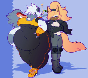 anthro belly belly_grab big_belly big_breasts boots breasts chilli_dog clothed clothing crossed_arms duo female food footwear fully_clothed holding_food holding_object morbidly_obese morbidly_obese_anthro morbidly_obese_female navel_outline obese obese_anthro obese_female overweight overweight_anthro overweight_female shoes smile tail text tight_clothing weight_gain nobody-64 idw_publishing sega sonic_the_hedgehog_(comics) sonic_the_hedgehog_(idw) sonic_the_hedgehog_(series) tangle_the_lemur whisper_the_wolf canid canine canis lemur mammal primate ring-tailed_lemur strepsirrhine wolf character_name hi_res