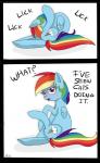 applealba blue_fur comic cutie_mark english_text equine female friendship_is_magic fur hair mammal multi-colored_hair my_little_pony pegasus purple_eyes rainbow_dash_(mlp) rainbow_hair text wings
Rating: Questionable
Score: 10
User: Lunaz
Date: April 13, 2014