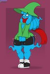 absurd_res blue_body clothed clothing deltarune femboy footwear hat headgear headwear hi_res humanoid male not_furry ralsei shoes solo thetyrant thick_thighs ty_(thetyrant) undertale_(series) witch_hat