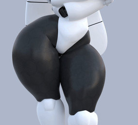 anthro big_ears black_body female floppy_ears front_view grey_background hip_sway long_ears lop_ears simple_background solo thick_thighs white_body wide_hips sharpybutts sharpy_(sharpybutts) lagomorph leporid mammal rabbit robot_anthro 3d_(artwork) 3d_animation animated digital_media_(artwork)