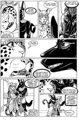 anthro dialogue female hand_on_tail imminent_sex male male/female moan museum solo tail text terrie_smith egyptian_mythology middle_eastern_mythology mythology anubis betsy_simmons anubian_jackal canid canine canis deity felid jackal jaguar mammal pantherine comic english_text monochrome