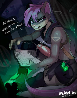 4_fingers anthro balls big_butt big_penis big_tail bodily_fluids book buckteeth butt curvy_figure dialogue erection fingers fur genitals glans grey_balls grey_body grey_fur hair holding_book holding_object humanoid_genitalia humanoid_penis male multicolored_body multicolored_fur nude open_mouth penile penis pink_glans pink_nose pink_penis pupils purple_eyes purple_hair purple_tail sewer simple_background smile smirk solo speech_bubble tail talking_to_another tan_body tan_fur teeth text thick_penis thick_thighs two_tone_body two_tone_fur white_sclera wide_hips mawmain mammal murid murine rat rodent 2025 absurd_res artist_name character_request colored dated digital_drawing_(artwork) digital_media_(artwork) english_text hi_res shaded signature