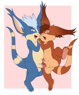 3_toes 4_fingers anthro anthro_on_anthro balls belly blue_body blue_eyes blue_fur blue_hair blush brown_body brown_eyes brown_fur brown_hair circumcised claws duo ear_tuft erection fangs feet fingers fur genitals hair humanoid_genitalia humanoid_penis kissing long_ears male male/male markings multicolored_body multicolored_fur navel nude open_mouth penis simple_background smile soles striped_markings striped_tail stripes tail tail_markings teeth toe_claws toes tongue tongue_out tuft two_tone_body two_tone_fur young enookie wildstar chua absurd_res digital_media_(artwork) hi_res source_request