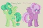 cutie_mark duo eyeshadow feral fur green_body green_eyes green_fur green_hair hair makeup purple_body purple_fur wings yellow_eyes itoruna hasbro my_little_pony mythology equid equine mammal mythological_creature mythological_equine pegasus 2019 digital_media_(artwork) hi_res