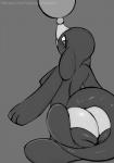 2019 anthro anthrofied blush breasts butt female generation_7_pokemon hi_res looking_at_viewer looking_back mammal marine monochrome nintendo nipples pinniped pokemon pokemon_(species) pokemorph popplio side_boob simple_background smile solo text thick_thighs url visionaryserpent wide_hips