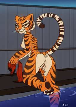 4_toes 5_fingers anthro anus areola arm_markings arm_tuft back_markings bedroom_eyes bent_arm bent_leg bent_over black_claws black_nose breasts brown_anus brown_areola brown_clitoral_hood brown_clitoris brown_eyebrows brown_inner_ear brown_markings brown_pawpads brown_pupils brown_stripes brown_tail_tip brown_vulva butt cheek_markings cheek_tuft chest_tuft claws clitoral_hood clitoris closed_smile countershade_arms countershade_breasts countershade_butt countershade_crotch countershade_face countershade_hands countershade_legs countershade_neck countershade_tail countershade_torso countershading dipstick_tail elbow_tuft eyebrows eyelashes facial_markings facial_tuft feet female female_anthro finger_claws fingers foot_in_water forehead_markings fur fur_markings fur_tuft genitals half-closed_eyes hand_markings head_markings hindpaw hip_markings holding_object humanoid_genitalia humanoid_hands humanoid_vulva iris kneeling leg_markings long_tail looking_at_viewer looking_back looking_back_at_viewer markings mouth_closed multicolored_body multicolored_fur multicolored_tail narrowed_eyes neck_markings nipples nude nude_anthro nude_female on_one_knee orange_body orange_ears orange_eyes orange_fur orange_tail pawpads paws plantigrade plantigrade_pawpads pose presenting presenting_anus presenting_hindquarters presenting_vulva pupils raised_tail rear_view seductive shoulder_markings slim slim_anthro slim_female small_breasts smile smiling_at_viewer snout solo straight_leg striped_body striped_fur striped_markings striped_tail stripes tail tail_markings text thigh_markings three-quarter_view toe_claws toeless_(marking) toes tuft vulva water whisker_spots whiskers white_body white_breasts white_countershading white_fur white_tail white_text white_tuft white_whiskers yellow_sclera conditional_dnp fluff-kevlar dreamworks kung_fu_panda master_tigress felid mammal pantherine tiger 2015 artist_name dated digital_media_(artwork) english_description pinup portrait