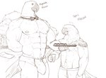2023 5_fingers abs anthro anthro_on_anthro areola arm_tuft athletic athletic_anthro athletic_male avian barbell_piercing beverage biceps big_biceps big_bulge big_deltoids big_muscles big_pecs bird bodily_fluids bottomwear bow_tie brown_and_white bulge bulge_size_difference butler button_(fastener) button_swimwear closed_frown clothed clothed_anthro clothed_male clothing collar container crotch_lines cup deltoids detailed_background detailed_bulge digital_drawing_(artwork) digital_media_(artwork) drawstring_bottomwear drawstring_clothing drawstring_shorts drawstring_swimming_trunks drawstring_swimwear duo english_text eyebrow_barbell eyebrow_piercing eyebrows eyelids facial_piercing feather_tuft feathers fingers food forearm_muscles front_view half-length_portrait hand_behind_back head_tuft hi_res holding_beverage holding_container holding_cup holding_object holding_platter huge_bulge huge_deltoids huge_muscles huge_pecs humanoid_hands hyacinth_macaw larger_anthro larger_male looking_aside looking_at_another looking_at_chest looking_at_pecs looking_away looking_down looking_down_at_another macaw male male/male male_anthro male_on_anthro manly mature_anthro mature_male midnightsultry monochrome muscle_size_difference muscular muscular_anthro muscular_arms muscular_butt muscular_legs muscular_male muscular_thighs navel navel_piercing neck_tuft neckwear neotropical_parrot nervous nipple_barbell nipple_piercing nipples non-mammal_balls_bulge non-mammal_navel non-mammal_nipples obliques outside parrot pecs piercing plant pool poolside portrait pose pubes quads serratus shorts shorts_only size_difference sketch sketch_page skimpy skimpy_speedo skimpy_swimwear small_eyes smaller_anthro smaller_male species_name spix's_macaw standing summer surprise surprised_expression sweat sweatdrop swimming_trunks_only tail tail_feathers text thick_arms tight_clothing tight_speedo tight_swimwear topless topless_anthro topless_male trapezius tree triceps true_parrot tuft veiny_arms water