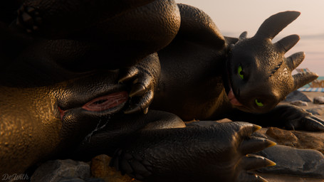 animal_genitalia anus beach beach_background black_body black_scales butt claws cloud detailed_background female female_feral feral genitals green_eyes inviting leaking leaking_vagina looking_at_viewer looking_back lying membrane_(anatomy) membranous_wings on_side presenting presenting_anus presenting_hindquarters presenting_vulva quadruped raised_leg rock scales smile smiling_at_viewer smug smug_expression smug_face smug_grin solo spread_vulva spreading tongue tongue_out vulva water wings dewith blender_cycles dreamworks european_mythology how_to_train_your_dragon mythology dragon fury_(httyd) mythological_creature mythological_scalie night_fury scalie western_dragon 16:9 3d_(artwork) blender_(artwork) digital_media_(artwork) hi_res widescreen