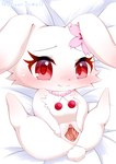 anthro bed blush female flower_accessory fur furniture genitals jewelry legs_up looking_at_viewer necklace on_bed presenting presenting_pussy pussy red_eyes solo spread_legs spread_pussy spreading white_body white_fur young clovergame0 jewelpet sanrio sega sega_fave ruby_(jewelpet) lagomorph leporid mammal rabbit 2021 hi_res signature