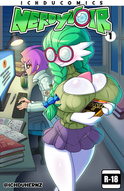 big_breasts biped blush bottomwear breasts clothed clothing detailed_background duo female freckled_breasts freckled_legs freckled_thighs freckles green_hair hair huge_breasts inside looking_back male mouth_closed nerd not_furry skirt smile thick_thighs three-quarter_view topwear white_body ichduhernz nintendo pokemon nerdyvoir_(ichduhernz) gardevoir generation_3_pokemon human mammal pokemon_(species) 2025 absurd_res hi_res