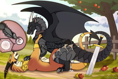 armor bodily_fluids cum cum_inside duo ejaculation erection female female_penetrated feral feral_on_feral feral_penetrated feral_penetrating feral_penetrating_feral garden genital_fluids genitals horn knight male male/female male_penetrating male_penetrating_female melee_weapon open_mouth penetration penile penile_penetration penis penis_in_vagina princess royalty sex smile sword tail vaginal vaginal_penetration warrior weapon wings walgon mythology clad_(rowan_aarontagdh) ruah_(rowan_aarontagdh) dragon mythological_creature mythological_scalie scalie 3:2 hi_res