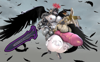 abs anthro balls big_balls big_penis blade butt cock_vore darklord duo genitals halo huge_balls huge_penis hyper hyper_balls hyper_genitalia hyper_penis male male/male melee_weapon muscular nipples pecs penile penis sword vore weapon wings sam1377 mythology petruz_(copyright) wolfger affinity_(bayonetta) angel canid canine felid hybrid mammal mythological_canine mythological_creature pantherine tiger werecanid werecanine werecreature werewolf 3d_(artwork) digital_media_(artwork) hi_res source_filmmaker_(artwork)