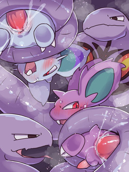 anal anal_penetration blush bodily_fluids buckteeth claws coiling cum cum_in_ass cum_in_vagina cum_inside ejaculation female female_penetrated feral feral_on_feral feral_penetrated feral_penetrating feral_penetrating_feral forked_tongue genital_fluids glistening glistening_body grey_background group jagged_mouth looking_at_another looking_at_partner looking_back male male/female male/male male_penetrated male_penetrating male_penetrating_female male_penetrating_male open_mouth penetration penile penile_penetration red_eyes restrained scut_tail sex short_tail simple_background steam sweat tail teeth tongue upside_down vaginal vaginal_penetration white_claws badwingm nintendo pokemon arbok generation_1_pokemon nidoran nidoran♀ nidoran♂ pokemon_(species) 3:4 hi_res