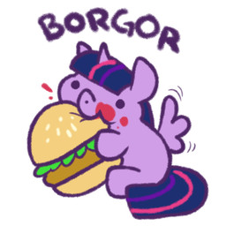 burger chibi eating female feral food horn humor messy_eater purple_body simple_background solo white_background wings paperbagpony friendship_is_magic hasbro my_little_pony mythology twilight_sparkle_(mlp) equid equine mammal mythological_creature mythological_equine winged_unicorn 1:1 low_res