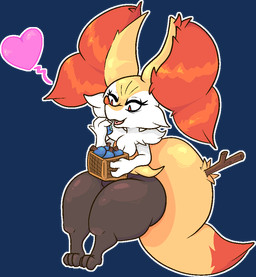 anthro big_ears black_body black_fur bottom_heavy cheek_tuft digitigrade dipstick_tail eating eating_food eyelashes facial_tuft fangs female food front_view fur heart_symbol holding_food holding_object inner_ear_fluff markings orange_body orange_eyes orange_fur orange_nose simple_background sitting solo tail tail_markings teeth thick_thighs transparent_background tuft white_body white_fur wide_hips yellow_body yellow_fur sweetdull nintendo pokemon braixen generation_6_pokemon pokemon_(species) alpha_channel