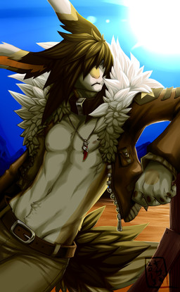abs anthro bare_chest belt bottomwear brown_bottomwear brown_clothing brown_markings brown_pants clothed clothing collar fur fur_trim_(clothing) hair hair_over_eye jacket jewelry leaning looking_at_viewer male markings modelling mountain muscular muscular_anthro muscular_male necklace nipples one_eye_obstructed open_clothing open_shirt open_topwear outside pants pecs pose shirt solo topwear zipper kisagi kisagi_(character) hare lagomorph leporid mammal