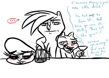 alcohol anthro beverage blush buckteeth chest_tuft clothed clothing container cup dialogue drunk ellipsis female group half-closed_eyes hoodie looking_at_viewer male narrowed_eyes simple_background speech_bubble substance_intoxication teeth text topwear tuft white_background inkyfrog disney zootopia fan_character hugh_muskroura maxine_d'lapin percy_vison european_polecat lagomorph leporid mammal mephitid mustelid musteline rabbit skunk true_musteline weasel 2016 english_text