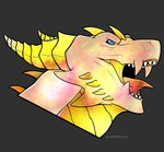 blue_eyes horn open_mouth simple_background solo spines teeth tongue lapres mythology dragon mythological_creature mythological_scalie scalie 2021 digital_media_(artwork) headshot_portrait portrait