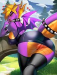 2023 activision anthro anthrofied aomori belly_scales bent_over big_breasts blonde_hair blush bodily_fluids boots bottomwear bra breasts butt camel_toe clitoral_hood clitoris clothed clothing collar crossgender dragon ear_piercing female footwear genital_fluids genitals hair heart_eyes heart_symbol hi_res horn humanoid_genitalia humanoid_pussy legwear looking_at_viewer looking_back looking_back_at_viewer membrane_(anatomy) membranous_wings mtf_crossgender multicolored_body mythological_creature mythological_scalie mythology narrowed_eyes no_underwear outside piercing presenting presenting_hindquarters presenting_pussy purple_body purple_scales pussy pussy_juice_on_leg pussy_juice_on_own_leg pussy_juice_on_pussy red_pussy scales scalie seductive skimpy skirt sky small_wings solo spiked_collar spiked_tailband spikes spyro spyro_the_dragon tail thigh_boots thigh_highs tongue tongue_out two_tone_body two_tone_tail underwear upskirt vaginal_fluids wings yellow_body yellow_scales