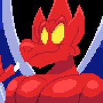 anthro close-up empty_eyes featureless_chest humanoid_pointy_ears male membrane_(anatomy) membranous_wings pointy_ears red_body smile solo wings comicfiruko capcom demon's_crest gargoyle's_quest ghosts_'n_goblins firebrand demon gargoyle monster red_arremer 1:1 digital_media_(artwork) pixel_(artwork)