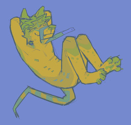 anthro arms_tied bound gag knife_play male nipples nude offscreen_character simple_background solo submissive openfracturesday civet mammal viverrid absurd_res digital_media_(artwork) hi_res