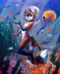 anthro bubble featureless_crotch fur hair looking_at_viewer male markings nude solo striped_markings striped_tail stripes tail tail_markings underwater water narico arylon_lovire canid canine fish fox mammal marine procyonid raccoon hi_res