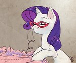 cat_eye_glasses chest_tuft eyes_closed eyewear female feral glasses hair holding_object horn mouth_hold purple_hair quadruped red_eyewear red_glasses sewing solo standing tuft white_body lizombie friendship_is_magic hasbro my_little_pony mythology rarity_(mlp) equid equine horse mammal mythological_creature mythological_equine pony unicorn 2013 digital_media_(artwork) hi_res