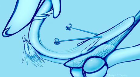 ambiguous_gender beak blue_background claws duo feathers feral long_tongue macro male open_mouth pawpads paws sharp_teeth simple_background smile tail teeth tongue tongue_out wings l0veblood ksyker_ringola avian divine_longkat felid feline mammal absurd_res digital_media_(artwork) hi_res