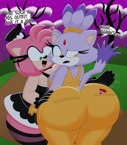 accessory alternative_fashion anthro big_breasts big_butt black_clothing black_gloves black_handwear breast_squish breasts breasts_frottage butt butt_pat candy clothing cloud costume curvy_figure dessert detailed_background dialogue disco dress duo eyelashes female female/female fingers food forehead_gem fur gem gloves goth green_eyes hair hair_accessory hair_tie hairband halloween_costume hand_on_another's_butt hand_on_butt handwear hat headgear headwear holidays hourglass_figure huge_breasts huge_butt jiggling leggings legwear motion_lines multicolored_body multicolored_fur multicolored_hair open_mouth open_smile outside pink_body pink_fur pink_hair plant purple_body purple_fur purple_hair sharp_teeth short_hair shrub sky small_waist smile sparkles sparkling_clothing sparkling_gloves squish star starry_sky tail tan_body tan_fur teeth text thick_thighs tongue tree two_tone_body two_tone_fur two_tone_hair voluptuous voluptuous_anthro voluptuous_female white_body white_fur wide_hipped_anthro wide_hipped_female wide_hips yellow_eyes 3barts halloween sega sonic_the_hedgehog_(series) amy_rose blaze_the_cat domestic_cat eulipotyphlan felid feline felis hedgehog mammal 2025 absurd_res digital_drawing_(artwork) digital_media_(artwork) english_text hi_res