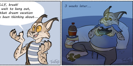 5_fingers anthro belly beverage chips_(food) claws controller dialogue fingers food fur furniture game_controller lying lying_on_sofa male markings on_sofa overweight partially_covered_belly pawpads pillow simple_background smile soda sofa solo speech_bubble spots spotted_body spotted_fur weight_gain whiskers yellow_sclera strawbear felid feline lynx mammal absurd_res comic hi_res