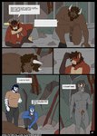 anthro cadejo_luminol dialogue foreskin genitals group male male/male muscular nude penis text hunterramirez feran_blackridge toboe_(toboe2) bovid bovine canid canine canis cattle felid fox mammal pantherine tiger wolf absurd_res comic english_text hi_res url