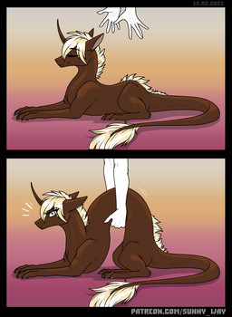 blonde_hair brown_body brown_eyes equis_universe eyes_closed female feral funny_face grabbing hair happy horn humor liquid lying paws shocked simple_background sleeping solo tail tail_tuft text tuft sunny_way ki'rinaes comic digital_drawing_(artwork) digital_media_(artwork) hi_res meme url