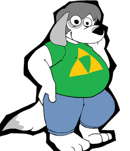 anthro black_outline blue_bottomwear blue_clothing blue_pants bottomwear clothing denim denim_bottomwear denim_clothing fur green_clothing green_topwear grey_body grey_fur grey_hair hair jeans male outline overweight overweight_male pants shirt simple_background smile solo t-shirt topwear triforce_shirt white_background white_body white_fur unawarey meme_clothing dan_(unawarey) canid canine canis domestic_dog mammal digital_media_(artwork) full-length_portrait hi_res meme microsoft_paint_(artwork) portrait