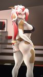 anthro big_breasts big_butt black_clothing black_thong black_topwear black_underwear blurred_background breasts brown_body brown_fur butt butt_tattoo clothing female fingerless_(marking) fur hair highlights_(coloring) horn leg_tattoo long_hair looking_at_viewer multicolored_body multicolored_fur red_eyes red_hair red_highlights side_boob smile smirk solo standing tattoo thick_thighs thigh_tattoo thong topwear two_tone_body two_tone_fur underwear white_body white_fur white_hair wide_hips conditional_dnp domibun warfare_machine ali_(domibun) warfare_goat bovid caprine goat mammal 3d_(artwork) 4k 9:16 absurd_res digital_media_(artwork) hi_res source_filmmaker_(artwork)