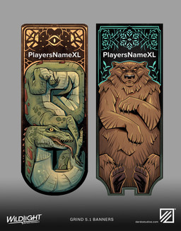 3_toes 4_toes ambiguous_feral ambiguous_gender banner bent_legs black_claws brown_body brown_fur brown_pawpads claws closed_frown company_logo company_name duo empty_eyes feet feral frown frowning_at_viewer fur green_body green_claws green_scales green_tail grey_background leg_tuft light long_tail markings mouth_closed multicolored_body multicolored_scales multicolored_tail neck_tuft number open_mouth orange_sclera pawpads paws pink_tongue pupils quadruped red_markings red_spines scale_markings scales sharp_teeth simple_background slit_pupils tail teeth text toe_claws toes tongue tongue_out tuft yellow_eyes byanka_li mariana_livraes highguard_(game) bear brown_bear lizard mammal reptile scalie ursine 2026 artist_collaboration colored concept_art digital_drawing_(artwork) digital_media_(artwork) english_description english_text hi_res lighting official_art shaded url